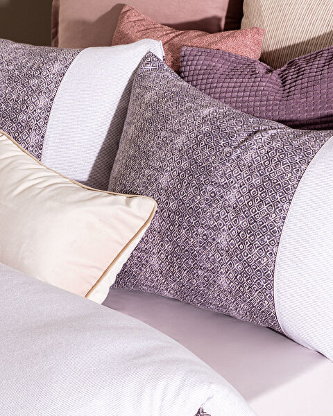 Ensemble de housse de couette imprimée en crêpe Madame Coco 100 % coton double Diane - Violet - 1