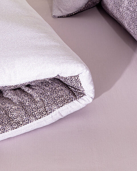 Ensemble de housse de couette imprimée en crêpe Madame Coco 100 % coton double Diane - Violet - 3