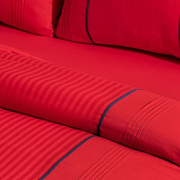 Mousse dubbel geribbelde dekbedovertrekset - Rood - 2