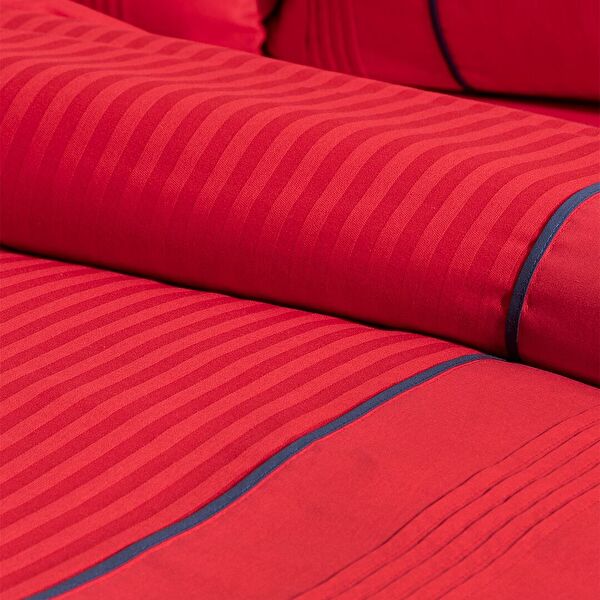 Mousse dubbel geribbelde dekbedovertrekset - Rood - 4