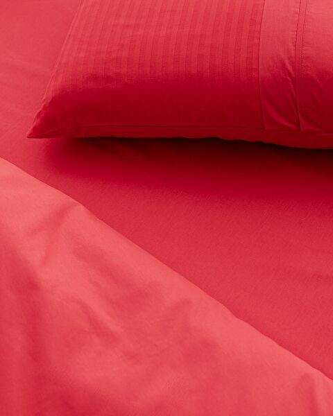 Adrien Double Striped Covered Duvet Cover Set - Red - 3