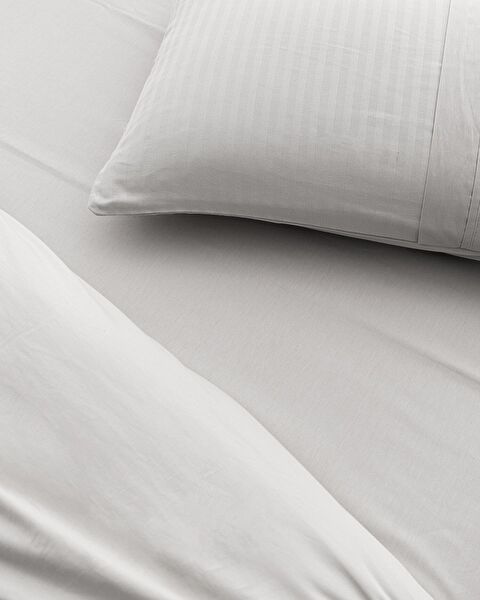 Adrien Double Striped Covered Duvet Cover Set - Gray - 2