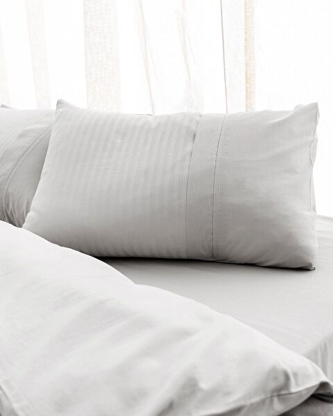 Adrien Double Striped Covered Duvet Cover Set - Gray - 3