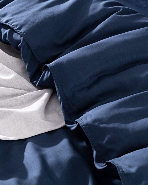 Loire Doppelbett-Bettbezug-Set aus Tencel (TENCEL:trade_mark:) – Marineblau - 1
