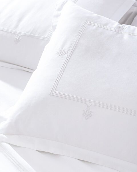 Ensemble de housse de couette en satin brodé double Lilas - Gris clair - 3