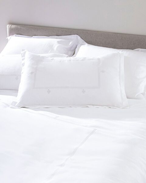 Ensemble de housse de couette en satin brodé double Lilas - Gris clair - 2