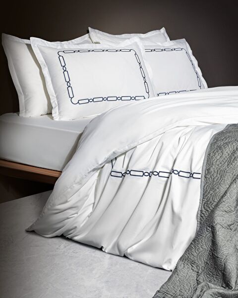 Lis Double Embroidered Duvet Cover Set - Satin - Yacht Collection - 0