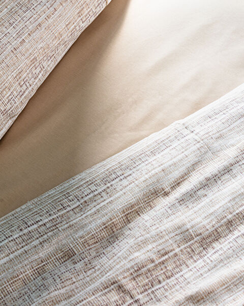 Ensemble de housse de couette imprimée en crêpe Madame Coco Burnel double 100 % coton - Beige - 3