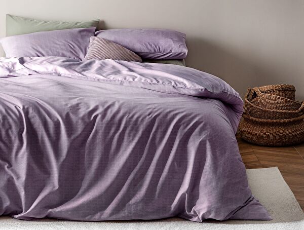 Odette Double Ranforce Printed Duvet Cover Set - Purple - 1