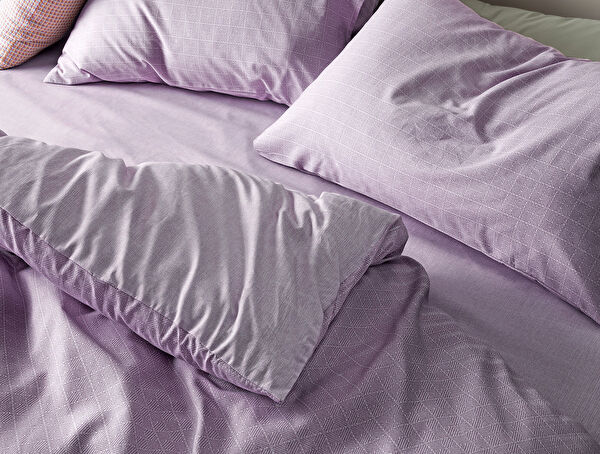 Odette Double Ranforce Printed Duvet Cover Set - Purple - 2