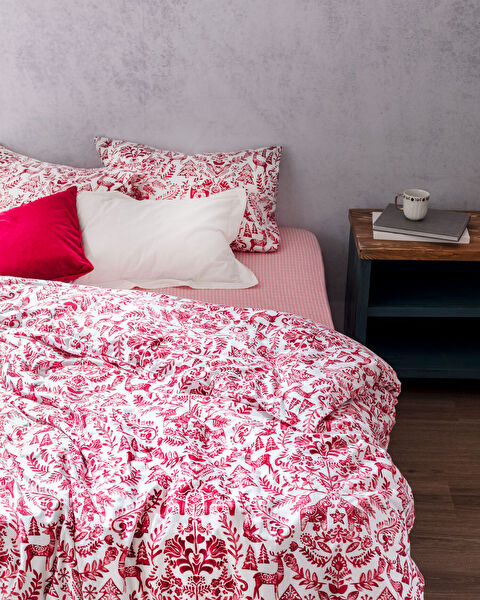 Edmon Double Flannel Duvet Cover Set - Red - 1