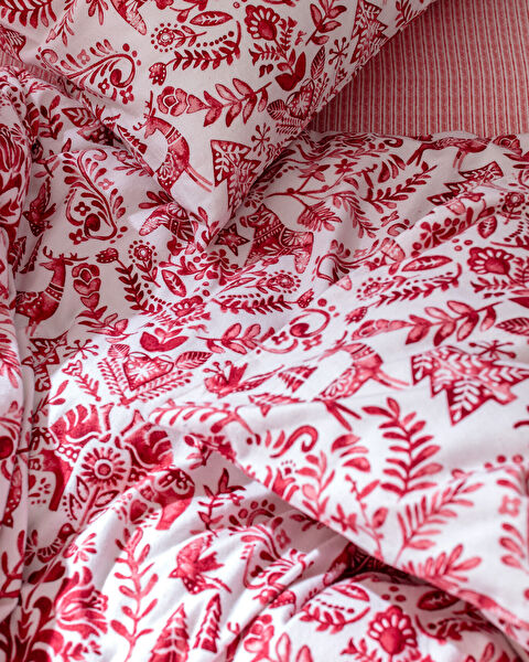 Edmon Double Flannel Duvet Cover Set - Red - 5