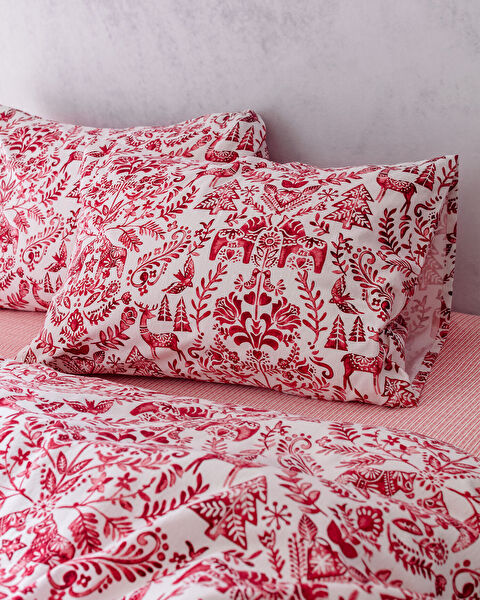 Edmon Double Flannel Duvet Cover Set - Red - 2