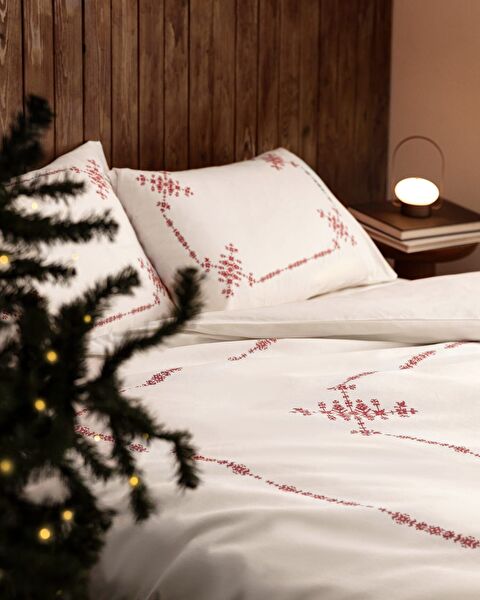 Ruse Double 100% Cotton Duvet Cover Set - Red - 2