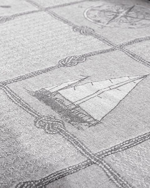 Parure de lit double en jacquard de coton Etretat - Gris - 5