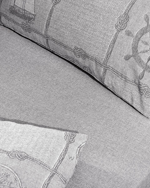 Parure de lit double en jacquard de coton Etretat - Gris - 2