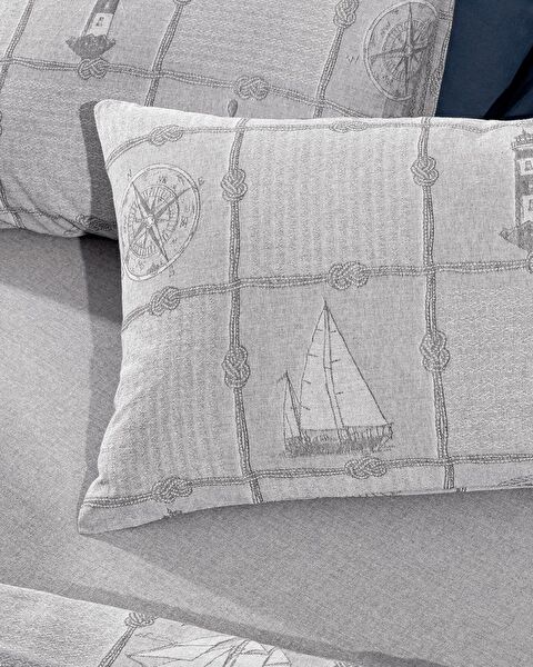 Parure de lit double en jacquard de coton Etretat - Gris - 1