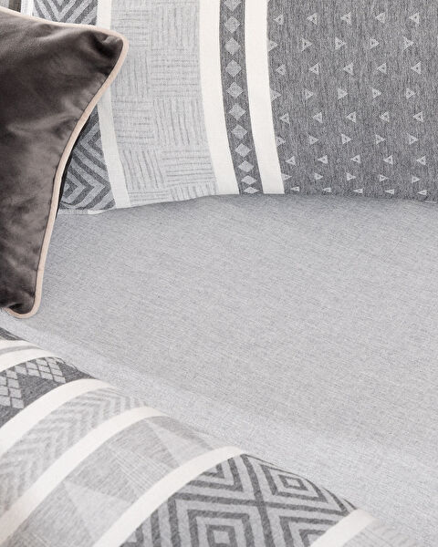 Semnoz Çift Kişilik Pamuklu Jakarlı Nevresim Takımı - Gri/Antrasit - 2