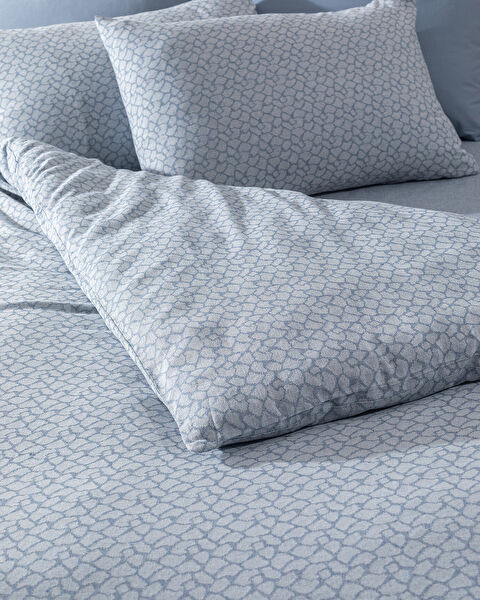 Kristele Double Cotton Jacquard Duvet Cover Set - Indigo - 4