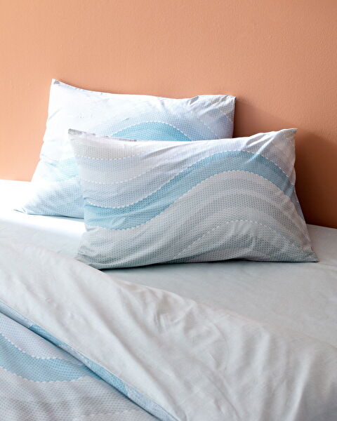 Ensemble de housse de couette imprimé Ranforce double 100 % coton Suivre - Turquoise - 2