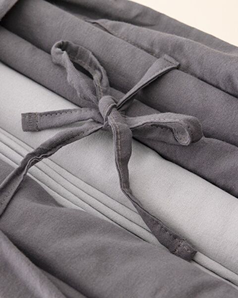 Ensemble de housse de couette double 100 % coton délavé Aimon - Anthracite/Beige - 8