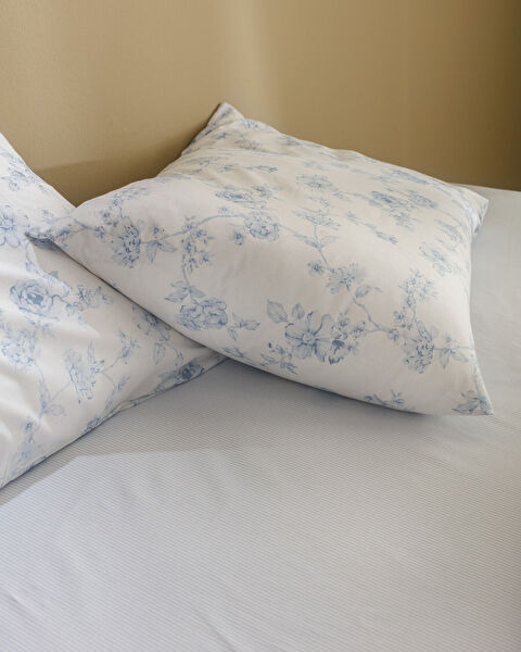 Tiny Double 100% katoenen Ranforce elastische bedrukte dekbedovertrekset - Blauw - 4