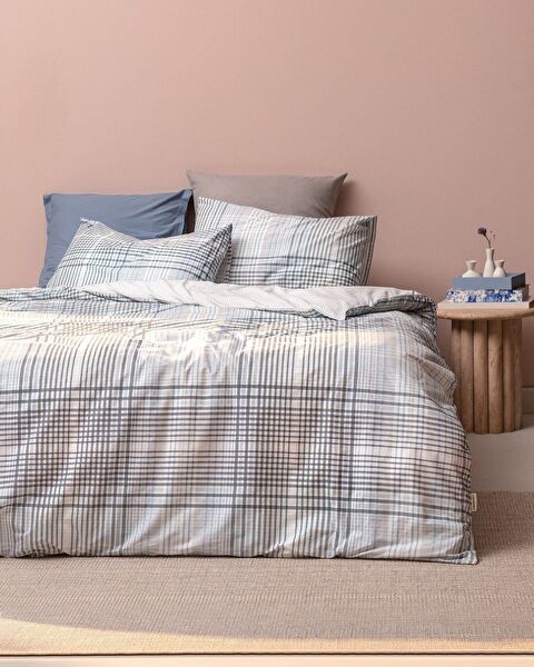 Fayanna Tweepersoons 100% katoenen Ranforce dekbedovertrekset met print - Blauw - 0