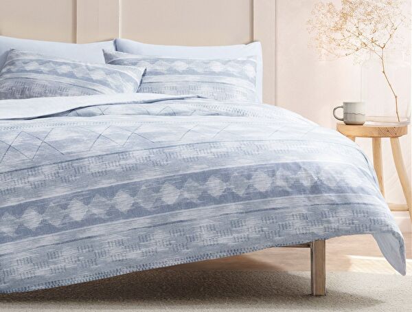 Dash Double 100% katoenen Ranforce bedrukte dekbedovertrekset - blauw - 0