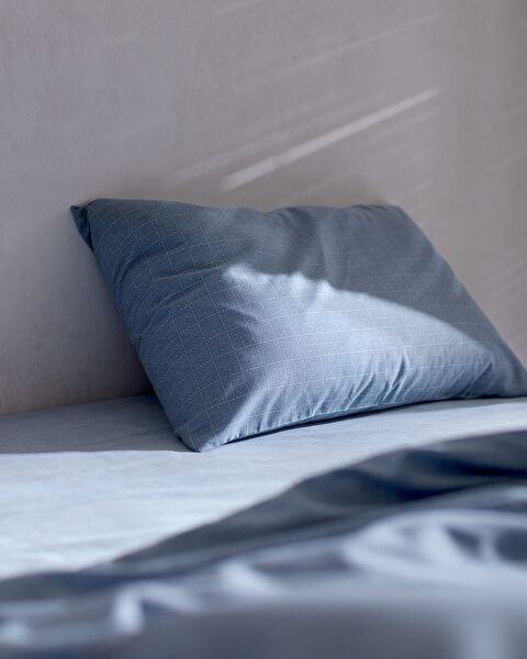 Ensemble de housse de couette imprimé Ranforce double 100 % coton Odette - Bleu foncé - 2