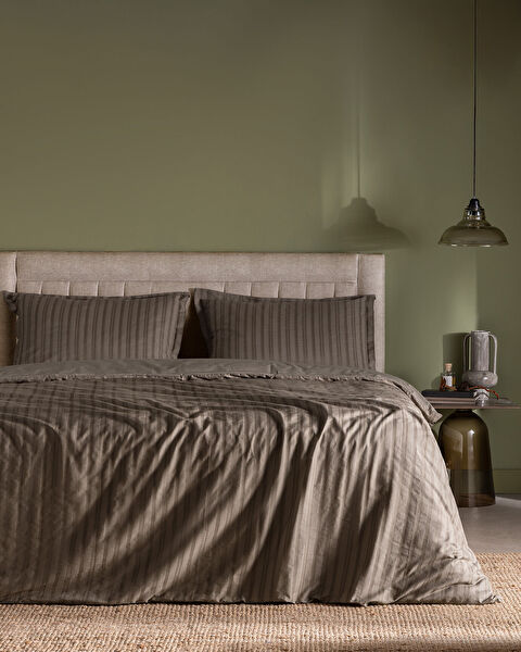 Nicole dubbele 100% katoenen dobby dekbedovertrekset - Mink - 0