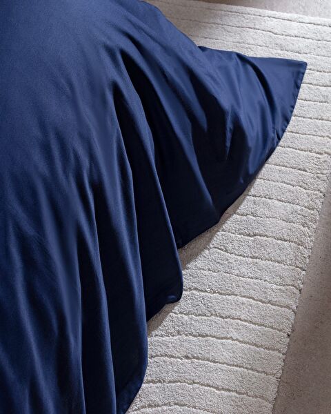 Coyne Double 100% Cotton Printed Satin Duvet Cover Set - Navy Blue - 5