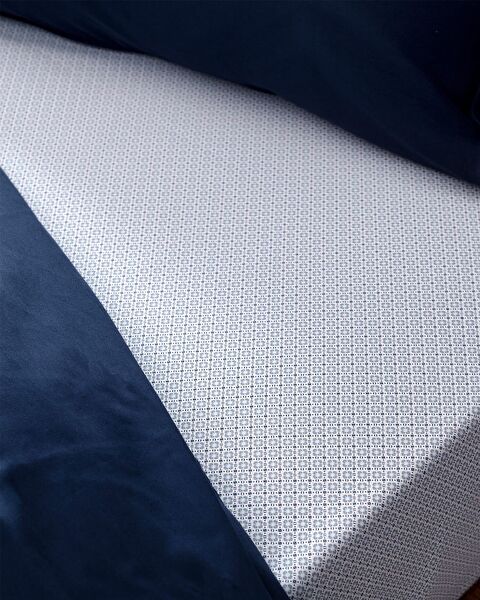 Coyne Double 100% Cotton Printed Satin Duvet Cover Set - Navy Blue - 2