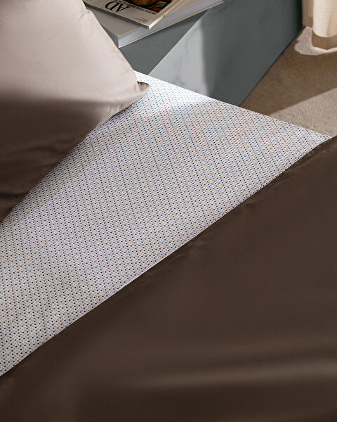 Avent Double 100% Cotton Printed Satin Duvet Cover Set - Brown - 4