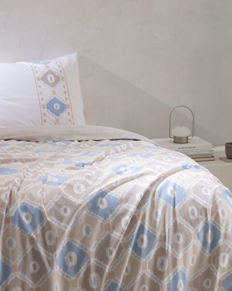 Avril Çift Kişilik %100 Pamuk Ranforce Baskılı Nevresim Takımı - Turkuaz - 1