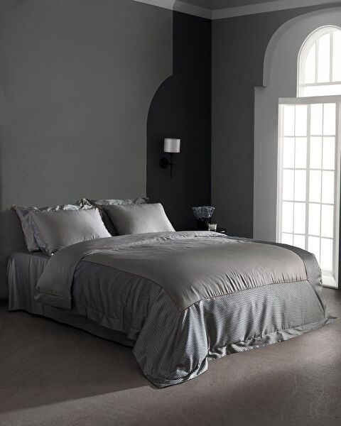 Calore Çift Kişilik Bambu Saten Nevresim Takımı - Gri - 0