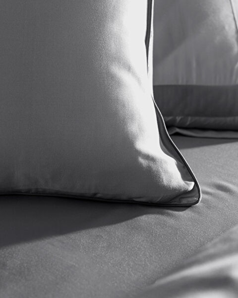 Samoa Çift Kişilik Bambu Saten Nevresim Takımı - Gri - 4