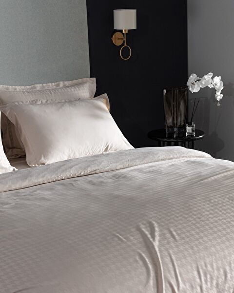 Ensemble de housse de couette double en satin de bambou Lune - Beige - 1