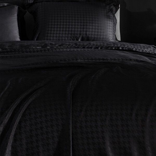 Lune Çift Kişilik Bambu Saten Nevresim Takımı - Siyah - 2