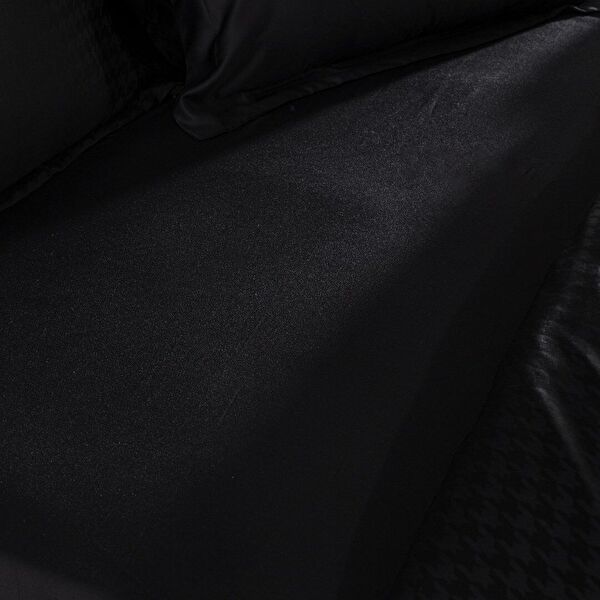 Lune Çift Kişilik Bambu Saten Nevresim Takımı - Siyah - 4