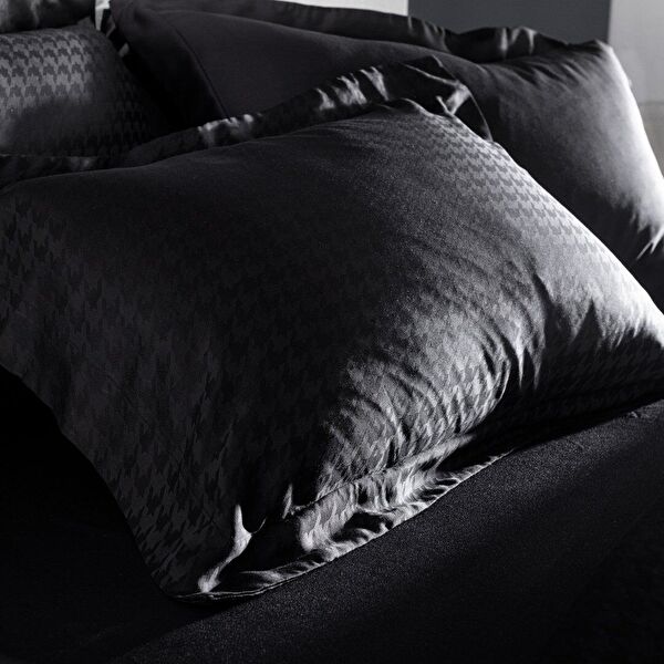 Lune Çift Kişilik Bambu Saten Nevresim Takımı - Siyah - 3