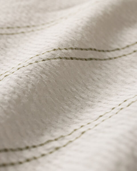 Linda gestreepte tweepersoons dekbedovertrekset van 100% gewassen katoen, seersucker - wit/kaki - 5