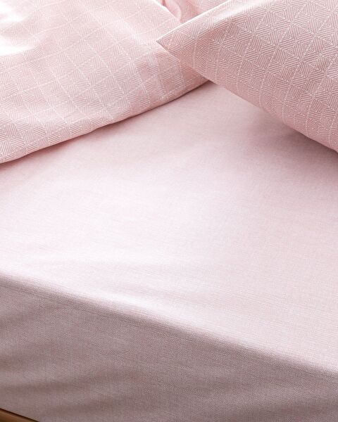 Ensemble de housse de couette imprimé Ranforce double 100 % coton Odette - Poudre - 4