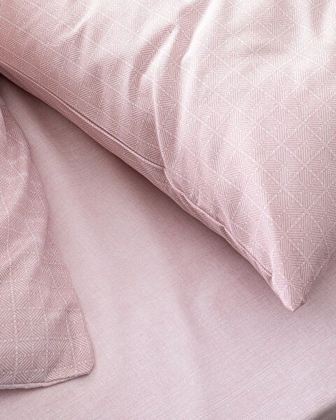 Ensemble de housse de couette imprimé Ranforce double 100 % coton Odette - Poudre - 3