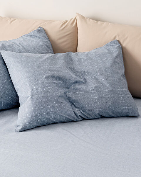 Odette Double 100% Cotton Ranforce Printed Duvet Cover Set - Blue - 2