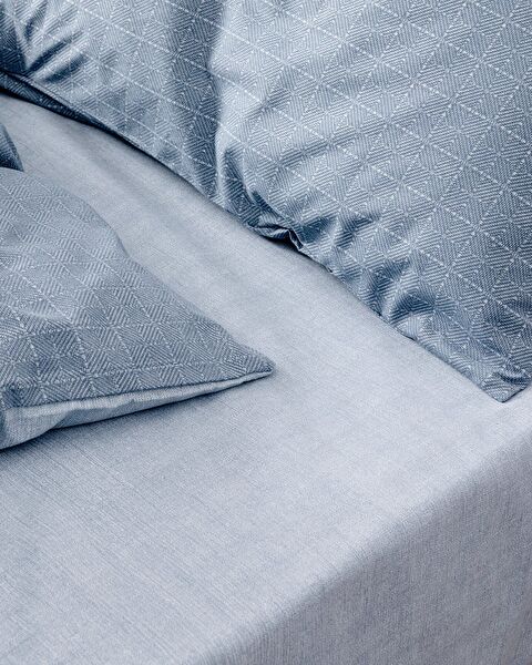 Odette Double 100% Cotton Ranforce Printed Duvet Cover Set - Blue - 3