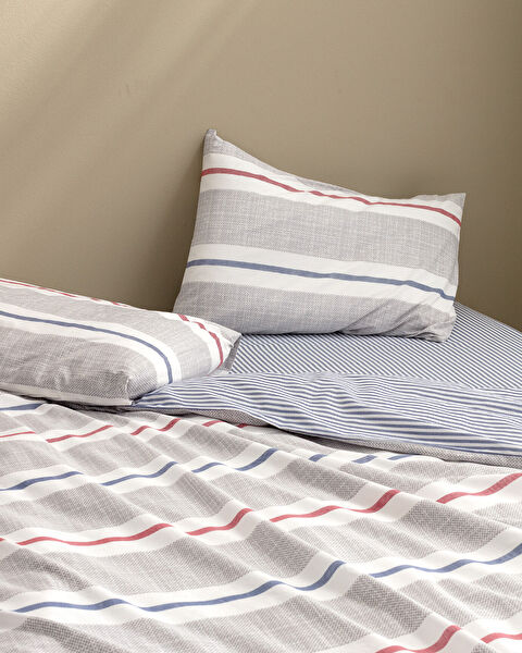 Burcet dubbele 100% katoenen Ranforce bedrukte dekbedovertrekset - grijs - 1