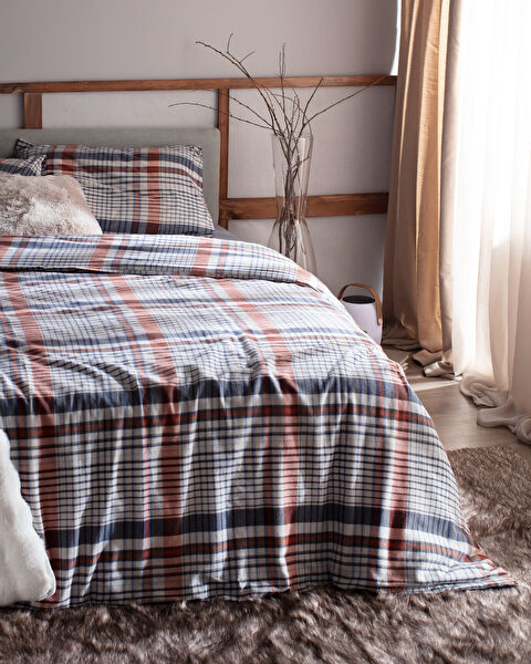 Parure de lit Boussy Double 100 % flanelle de coton – Bleu marine - 1