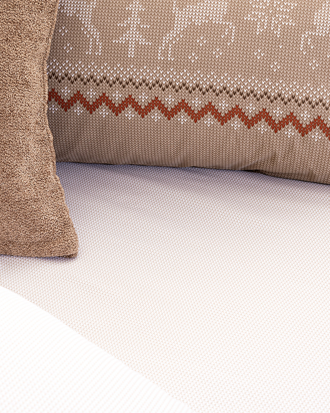 Ensemble de housse de couette imprimé Ranforce double 100 % coton Manchot - Beige - 4