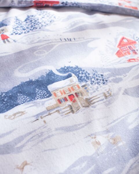 Ensemble de housse de couette double en flanelle 100 % coton Erig - Bleu - 5