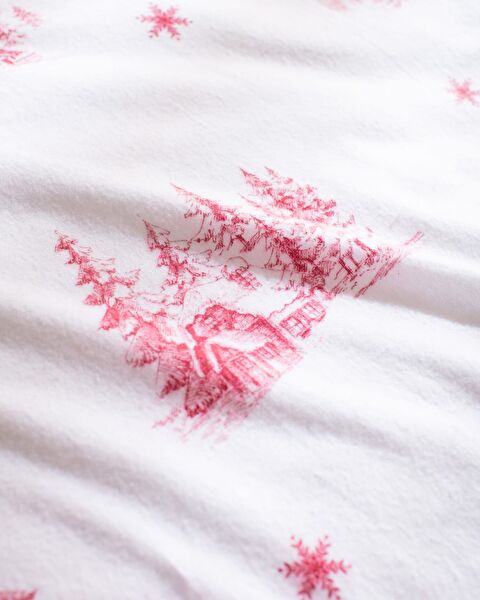 Ensemble de housse de couette double en flanelle 100 % coton Faon - Rouge - 5